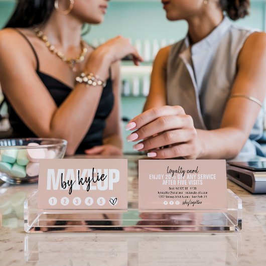 Makeup Künstler Loyalitätskarte Punch-Skript rot R Treuekarte