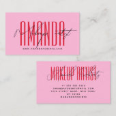 Makeup Künstler moderne Typografie Drehbuch rot pi Visitenkarte (Vorne/Hinten)