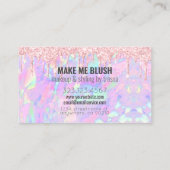 Makeup Künstler Rosa Glitzer Tropfen + Iridescent  Visitenkarte (Rückseite)