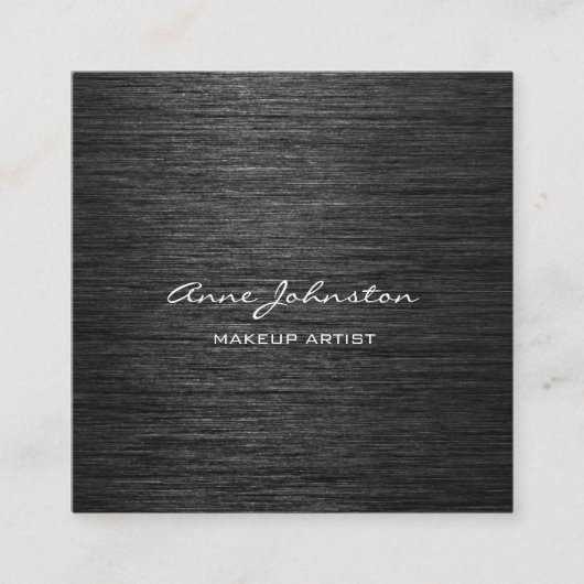 Makeup-Künstler Schwarz gebürstetes Metall Quadratische Visitenkarte (Vorderseite)