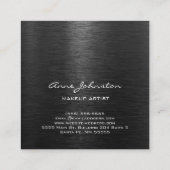 Makeup-Künstler Schwarz gebürstetes Metall Quadratische Visitenkarte (Rückseite)