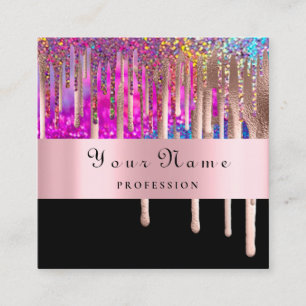 Makeup Künstler Unicorn Holograph Tropfens Nails  Quadratische Visitenkarte