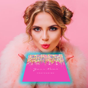 Makeup Künstler Unicorn Schwarzer Holograph Unico Quadratische Visitenkarte