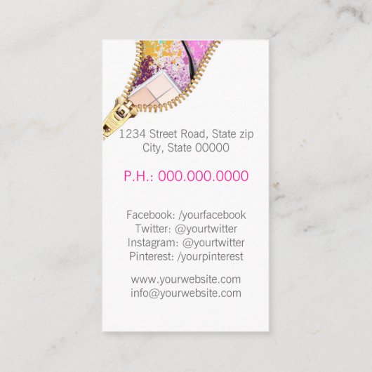 Makeup-Künstler Visitenkarte (Rückseite)