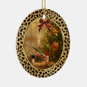 Makeup Künstlerin Cheetah Drucken Personalisiertes Keramik Ornament (Rechts)