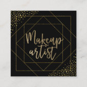 Makeup Künstlertypografie Moderne Schwarz & Gold Quadratische Visitenkarte (Vorderseite)