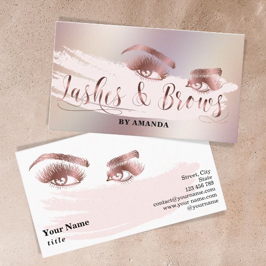Makeup Lash Eyebrow Eyes Lashes Rose Gold Visitenkarte