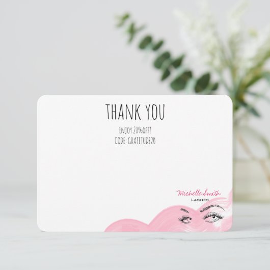 Makeup Lashes Brow Pink Danke Qr Code Discount (Stehend Vorderseite)