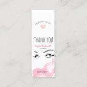 Makeup Lashes Brow Pink Danke Qr Code Discount Mini Visitenkarte (Vorderseite)