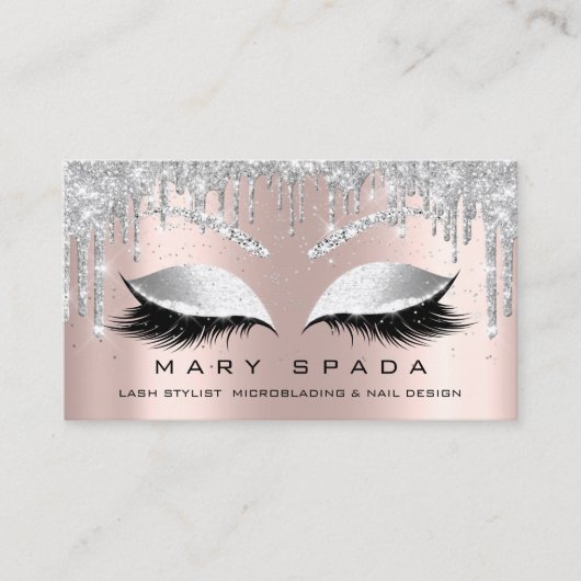 Makeup Lashes Browns Gray Spark Rose Confetti Visitenkarte (Vorderseite)