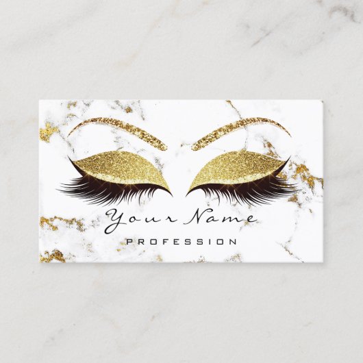 Makeup Lashes Glitzer Gold Marmorkarte Terminkarte (Vorderseite)