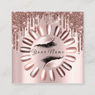 Makeup Lashes Glitzer Rose Nägel Maniküre Haut Quadratische Visitenkarte