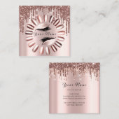 Makeup Lashes Glitzer Rose Nägel Maniküre Quadratische Visitenkarte (Vorne/Hinten)