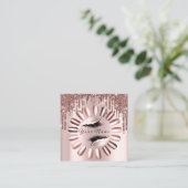 Makeup Lashes Glitzer Rose Nägel Maniküre Quadratische Visitenkarte (Stehend Vorderseite)