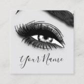 Makeup Lashes Grey Microblade Logo QR Code Quadratische Visitenkarte (Vorderseite)