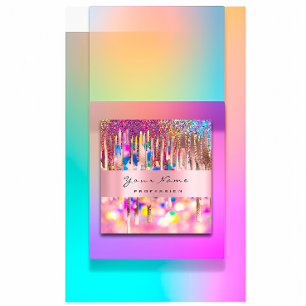 Makeup Lashes Nails Pink Unicorn Tropfen Quadratische Visitenkarte