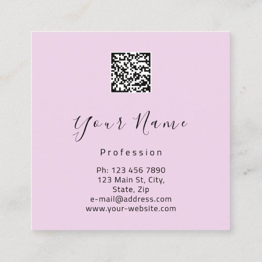 Makeup Lashes Pink Kiss Lips Logo QR Code Quadratische Visitenkarte (Rückseite)