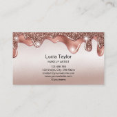 Makeup Lashes Rose Gold Glitzer Tropfen Visitenkarte (Rückseite)