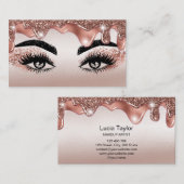 Makeup Lashes Rose Gold Glitzer Tropfen Visitenkarte (Vorne/Hinten)