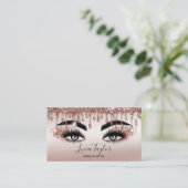 Makeup Lashes Rose Gold Glitzer Tropfen Visitenkarte (Stehend Vorderseite)