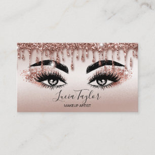 Makeup Lashes Rose Gold Glitzer Tropfen Visitenkarte