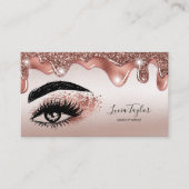 Makeup Lashes Rose Gold Glitzer Tropfen Visitenkarte (Vorderseite)
