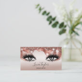 Makeup Lashes Rose Gold Glitzer Tropfen Visitenkarte (Stehend Vorderseite)