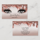 Makeup Lashes Rose Gold Glitzer Tropfen Visitenkarte (Vorne/Hinten)