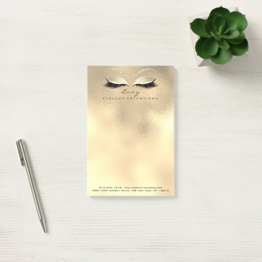 Makeup Lashes Rose Name Web Telefon Gold Glass Post-it Klebezettel (Büro)