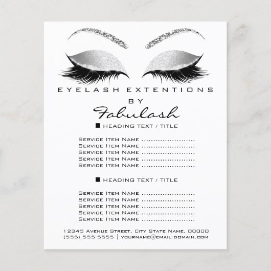 Makeup Lashes Schönheitssalon Glitzer Flyer Gray G (Vorne)