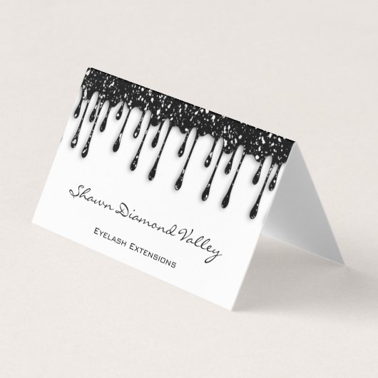 Makeup Lashes Schwarze Tropfen QR Code Weiße Beila Visitenkarten (Vorderseite)