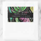 Makeup Lipgloss Bright Jungle Doodles Black Rechteckiger Aufkleber (Tasche)