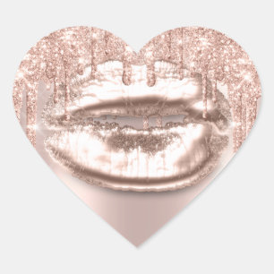 Makeup Lips Kiss 16th Bridal Rose Glitzer Spark Herz-Aufkleber