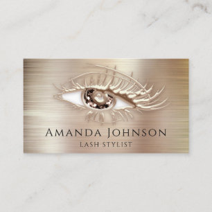 Makeup Logo Brawn Black Eyelash QrCode Rose Gold Visitenkarte