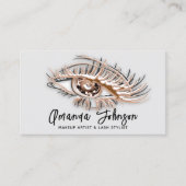 Makeup Logo Brawn Blue Eyelash Qr Code Rose Visitenkarte (Vorderseite)