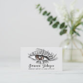 Makeup Logo Brawn Brown Eyelash Qr Code Silver Visitenkarte (Stehend Vorderseite)