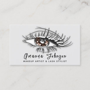 Makeup Logo Brawn Brown Eyelash Qr Code Silver Visitenkarte