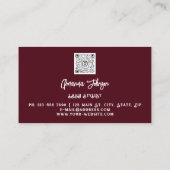 Makeup Logo Burgundy Gold Eyelash Qr Code Visitenkarte (Rückseite)