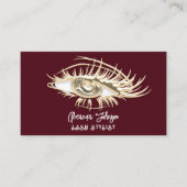 Makeup Logo Burgundy Gold Eyelash Qr Code Visitenkarte (Vorderseite)