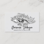 Makeup Logo Eyelash Qr Code Schwarz-weiß Silber Visitenkarte (Vorderseite)