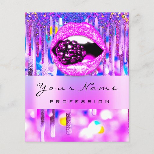 Makeup-Logo Lip Holograph Drip Berry QRCODE LOGO Flyer (Vorne)
