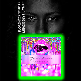 Makeup Logo Lips Holograph Tropfen Berry QRCODE LO Quadratische Visitenkarte