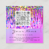 Makeup Logo Lips Holograph Tropfen Berry QRCODE LO Quadratische Visitenkarte (Rückseite)