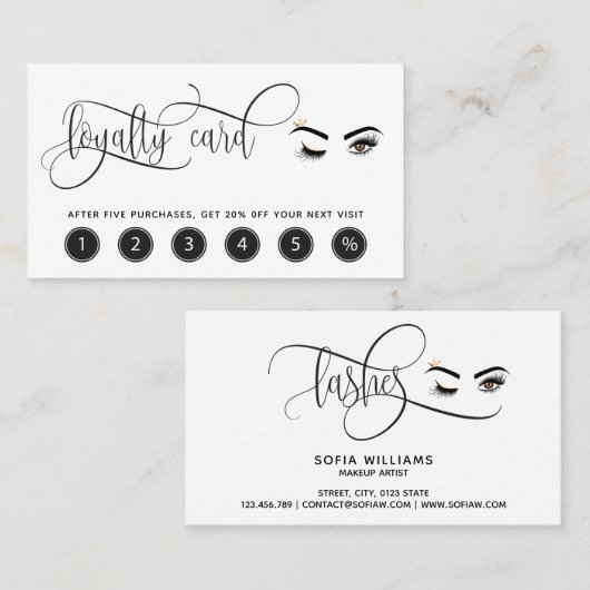 Makeup Loyalität Karte wink Augen Lashes Lasche Ve (Vorne/Hinten)