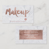Makeup loyalty punch rose gold typography marble treuekarte (Vorne/Hinten)