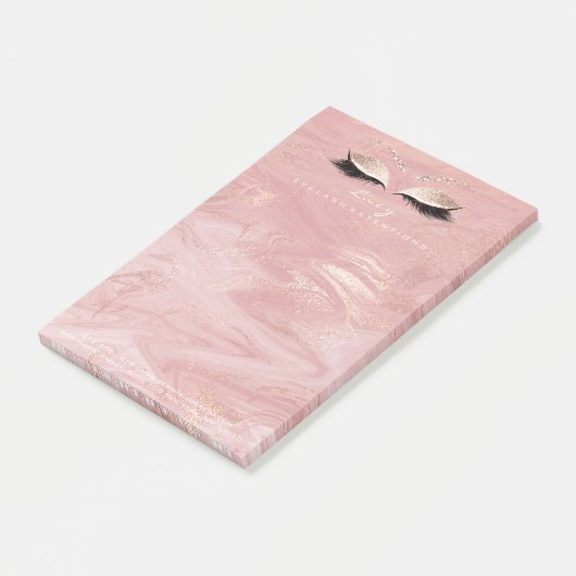 Makeup Marble Lashes Rose Name Web Telefon rosa Post-it Klebezettel (angewinkelt)