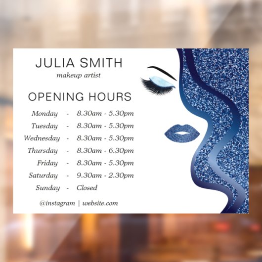 Makeup mit dunkelblauem Glitzer Fensteraufkleber (Blatt 2)