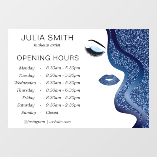 Makeup mit dunkelblauem Glitzer Fensteraufkleber (Blatt)