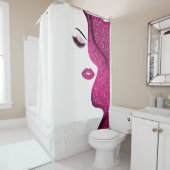 Makeup mit Glitzer-Effekt Duschvorhang (Beispiel)