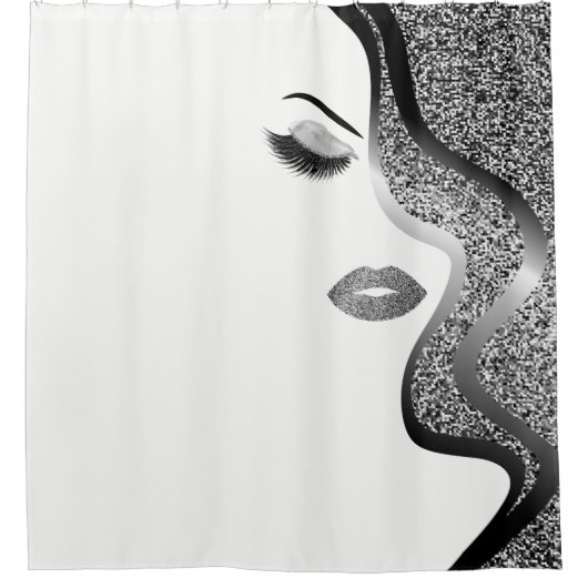 Makeup mit Glitzer-Effekt Duschvorhang (Vorderseite)